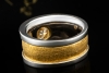 Massiver Bicolor Solitär Ring 2 Carat Diamant 750er Gold Hammerschlag 