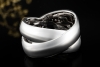 Verschlungener Doppelband Ring mit Diamanten Massive Arbeit Weißgold 750 