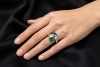 Herz Ring Smaragd Saphir Tropfen und Diamanten Handarbeit 750er Weißgold 