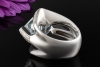 Großer Ring mit Princess Aquamarin und Diamanten in Weißgold Handarbeit 