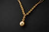 Y-Collier Goldene Südsee Perle und Diamanten Handarbeit in Gelbgold 750 