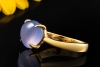 BVLGARI Mediterranean Eden Seltener Chalzedon Cabochon Ring Gelbgold 750 
