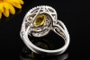 Cocktailring Gelber Saphir mit Diamanten Ring in Weißgold 750 Handarbeit 