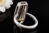 Ring Langer facettierter Citrin mit Diamanten in Weißgold 750 Handarbeit 