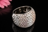 Massiver Designer Ring mit farbigem Diamant-Pavé in Weißgold 750 Arbeit 