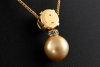Collier mit Fidschi Perle Grüner Turmalin und Diamanten in Gelbgold 750 