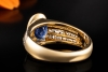 Ovaler Saphir Ring mit Diamanten in 750er Gelbgold Goldschmiedearbeit 