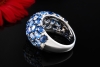 Cocktailring Bandring mit Saphir Mosaik und Diamanten in 750er Weißgold 