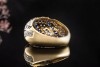 Ring Saphir Carré Traum mit Diamanten in Gelbgold 750 Goldschmiedearbeit 