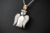 Al Coro Collier Engelchen Teufelchen mit Diamanten Roségold Weißgold 750 