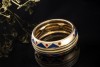 Wellendorff Ring Bordure mit Diamant Emaille Blau Rot 750er Gelbgold 60 