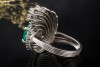 Smaragd Ring mit Diamanten insg. 7,60 Ct. in Weißgold Goldschmiedearbeit 