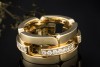 Odenwald Glieder Ring mit Diamanten massiv gefertigt in 750er Gelbgold 