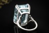 Eleganter Vintage Cocktailring Ring mit großem Aquamarin 750er Weißgold 