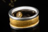 Massiver Bicolor Solitär Ring 2 Carat Diamant 750er Gold Hammerschlag 