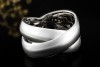 Verschlungener Doppelband Ring mit Diamanten Massive Arbeit Weißgold 750 