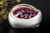 Mystischer Ring Rubin und Diamanten 750er Weißgold mit Roségold Akzenten 