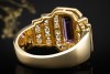 Ring Eckig mit Amethyst und Diamanten Goldschmiedearbeit in Gelbgold 750 