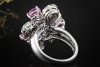 Sommerlicher Blüten Ring Pinke Saphire und Diamanten in 750er Weißgold 