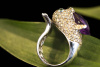 Tier Motiv Ring Robbe mit Amethyst Brillanten und Tsavorit in Weißgold 