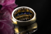 Ring mit Saphir eckig und Diamanten Brillanten Gelbgold Weißgold Bicolor 