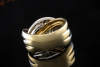 Dreireihiger Bicolor Ring mit feurigen Diamanten 750er Gelbgold Weißgold 