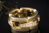 Odenwald Glieder Ring mit Diamanten massiv gefertigt in 750er Gelbgold 
