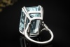 Eleganter Vintage Cocktailring Ring mit großem Aquamarin 750er Weißgold 