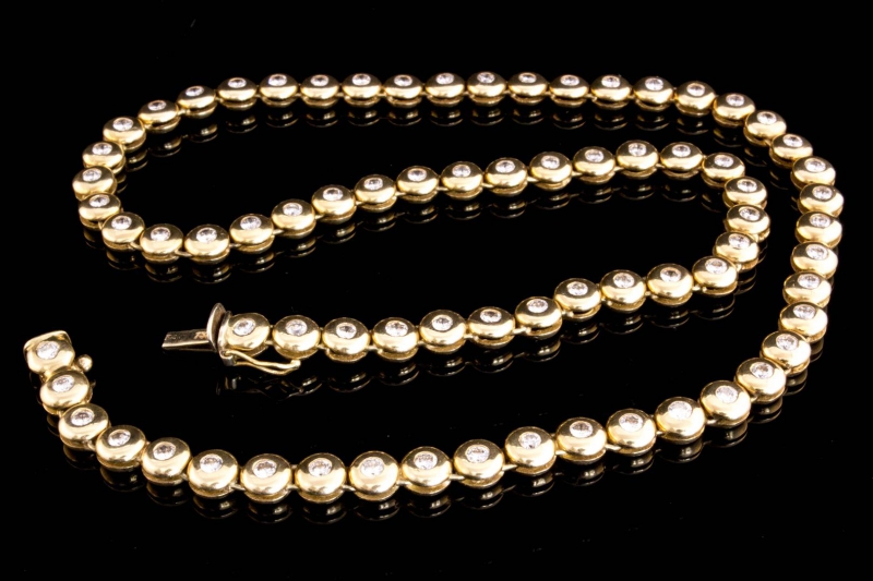 TENNISCOLLIER Kette 750 GOLD 18 Karat mit BRILLANTEN Feuer & Brillanz