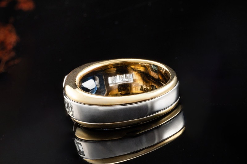 Saphir Diamant Ring Oval Bicolor Goldschmiedekunst Rosegold Weißgold 750 