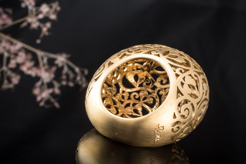Pomellato Ring Arabesque Großes Modell Mattierte Arbeit in Roségold 750 