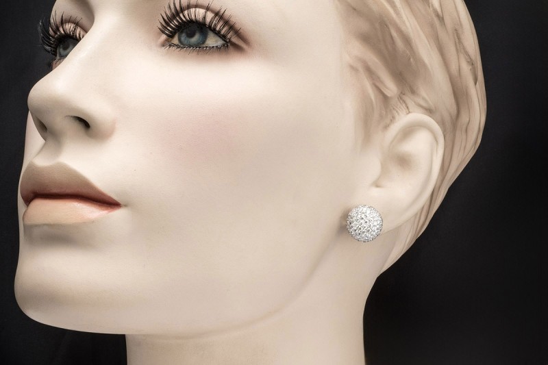 Ohrstecker Ohrringe Rund mit 146 Diamanten 3,07 Ct TW IF in Weißgold 750 