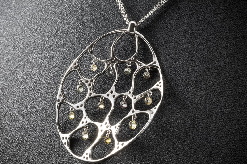 Exklusives Collier Kette mit XL Anhänger Tanzende Diamanten Weißgold 750 