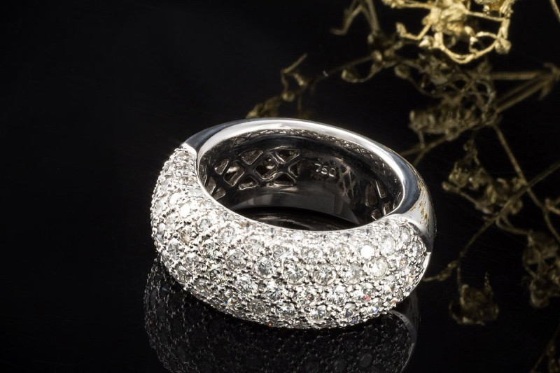 Ring mit 2,87 Carat Diamanten Goldschmiedearbeit Bandring Weißgold 750 