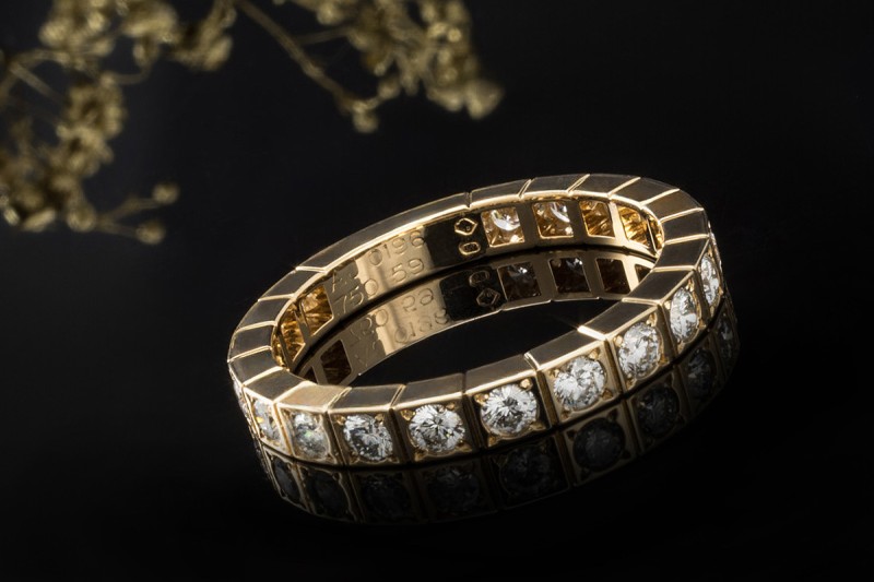 Cartier Lanières Ring Memoire mit Diamanten Brillanten in 750er Gelbgold 