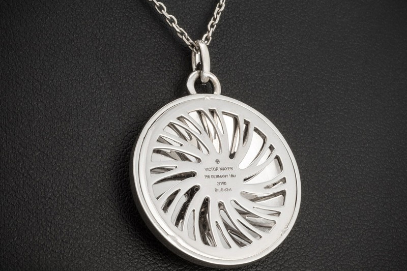 Victor Mayer Collier Kette Emaille Lila Diamanten Weißgold 750 Limitiert 