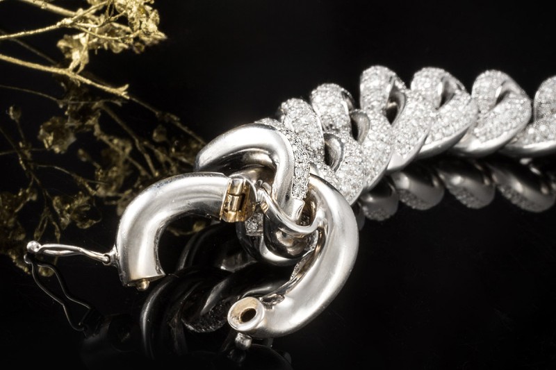 Armband mit 12,75 Ct Diamanten Panzerarmband massiv 139 Gr. Weißgold 750 