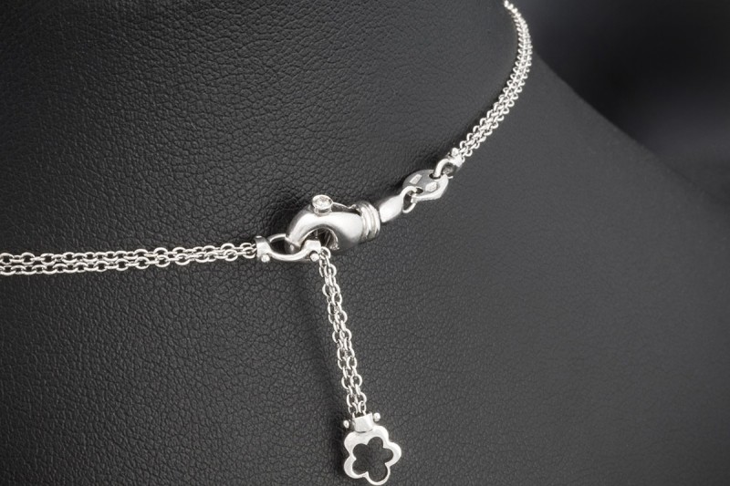 Collier Kette mit Anhänger Südsee Perle und Diamant Rosen 750er Weißgold 