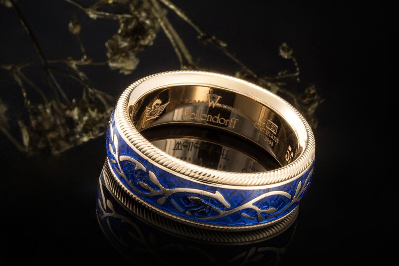 Wellendorff Ring vergissmeinnicht Drehring Diamant Gelbgold 750 Gr. 55,5 