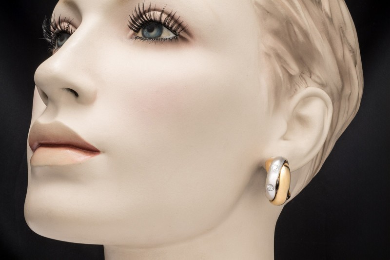 Creolen Ohrclips mit Diamanten Massiv in Roségold Weißgold Gelbgold 750 