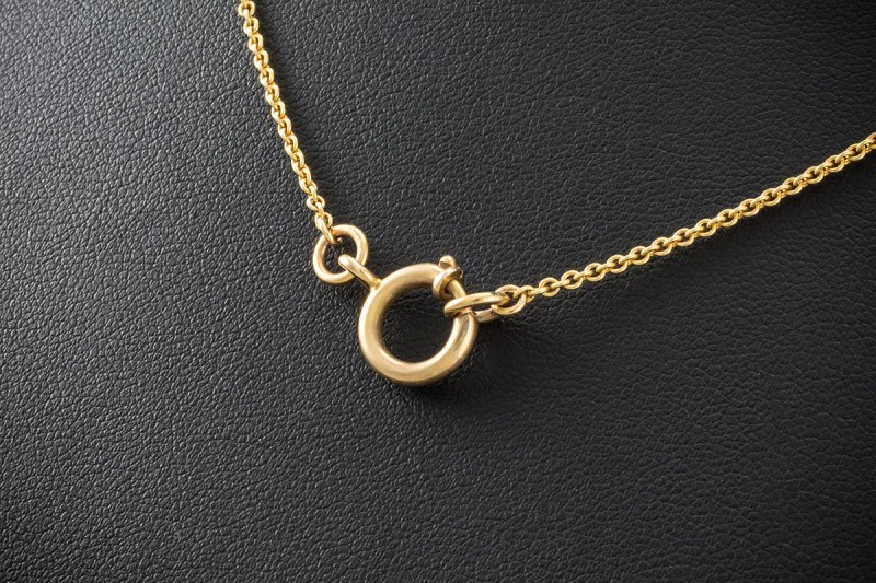 Antike Collier Kette mit Lila Amethyst und Diamanten in 750er Gelbgold 