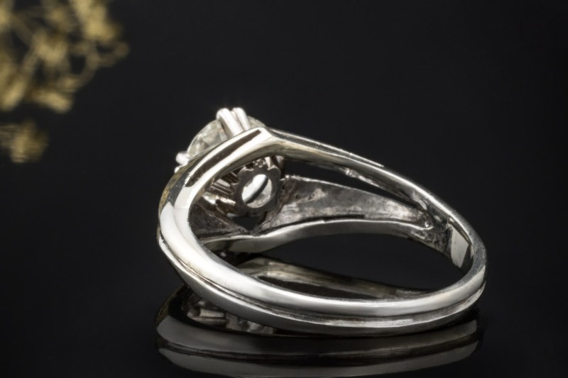 Solitär Vintage Ring 1 Altschliff Diamant 2 Ct Handarbeit 750er Weißgold 