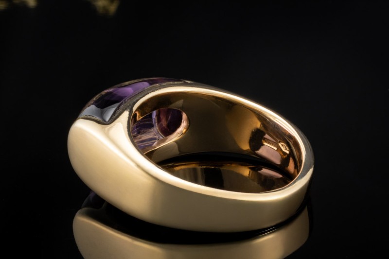 BVLGARI Ring mit Amethyst Bulgari Tronchetto massiv in Gelbgold 750 