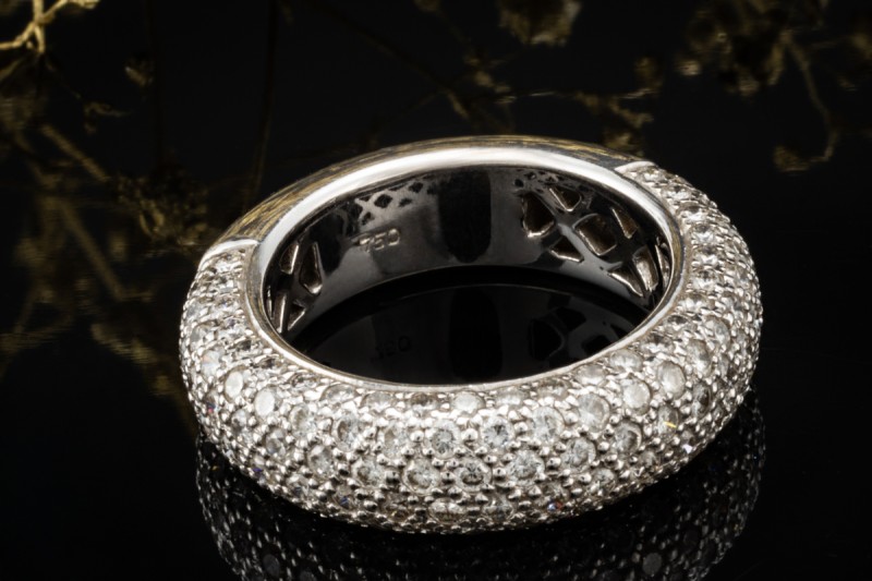 Al Coro Ring Bandring mit Diamanten 2/3 Memoire in 750er Weißgold Gr 56 