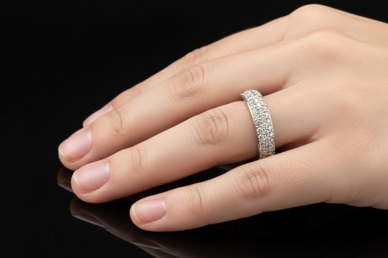 Memoire Ring Bandring mit Diamanten Goldschmiedearbeit in 750er Weißgold 