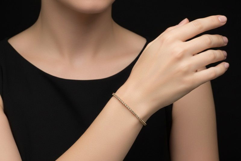 Elegantes Tennisarmband Armband mit Cognac Diamanten in 750er Roségold 