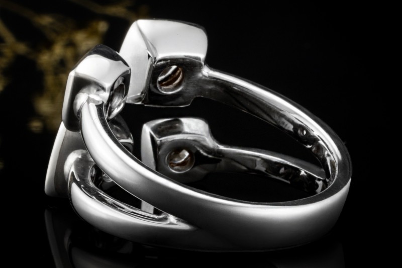 Odenwald Cluster Ring im Saphir Sorbet Pink Gelb Orange in Weißgold 750 