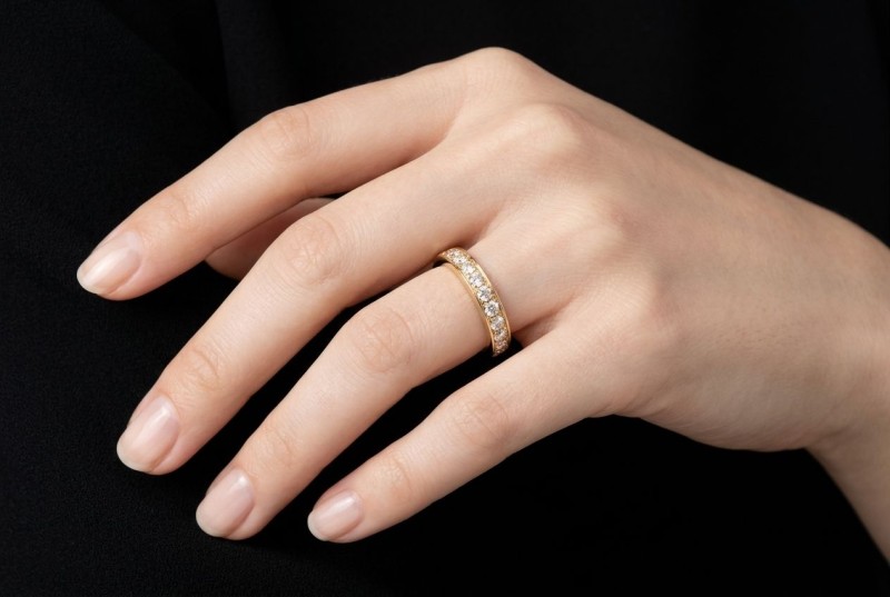 Cartier Vintage Allianz Ring mit Diamanten Halbmemoire in 750er Gelbgold 