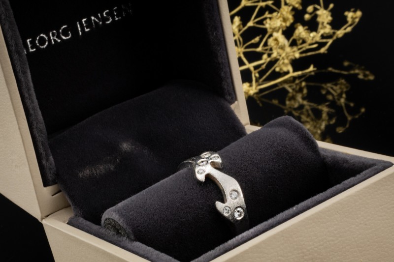 Georg Jensen Ring mit Diamanten Außergewöhnliche 750er Weißgold Arbeit 