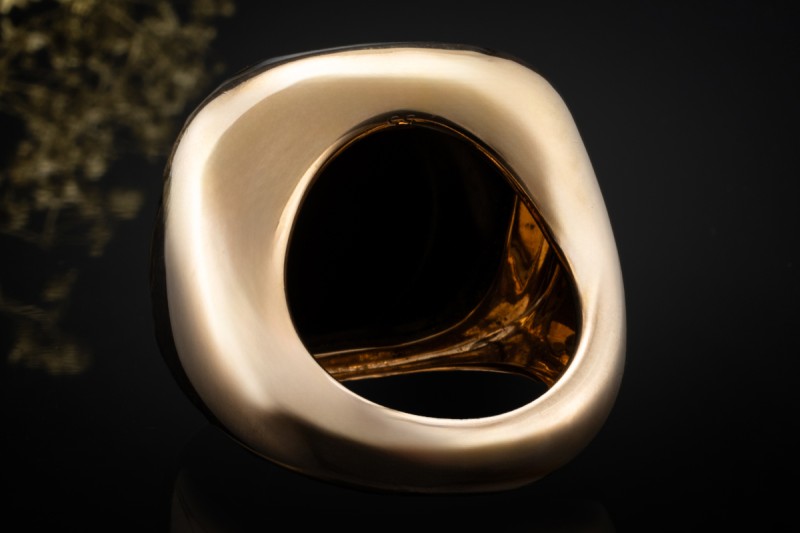 Pomellato Ring Victoria mit Jet Gagat Massiv in Roségold 750 Handarbeit 